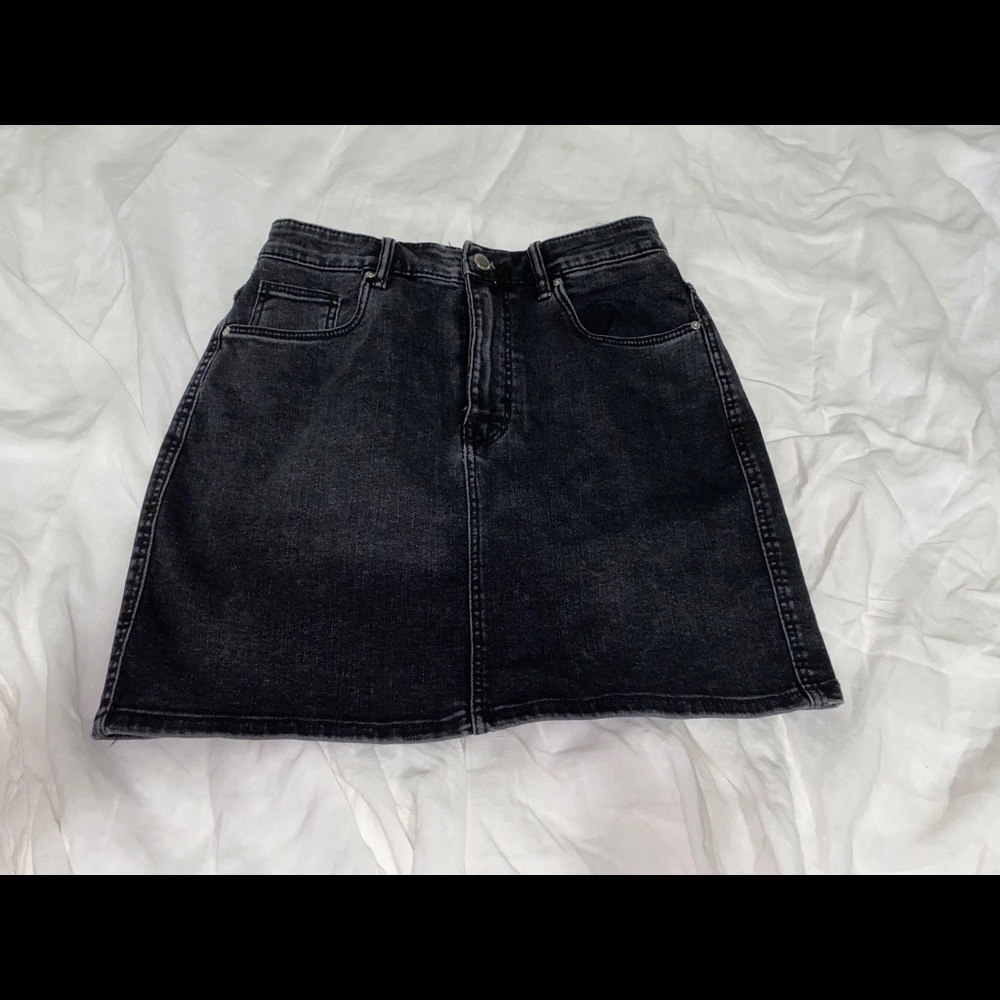Zara black denim skirt
